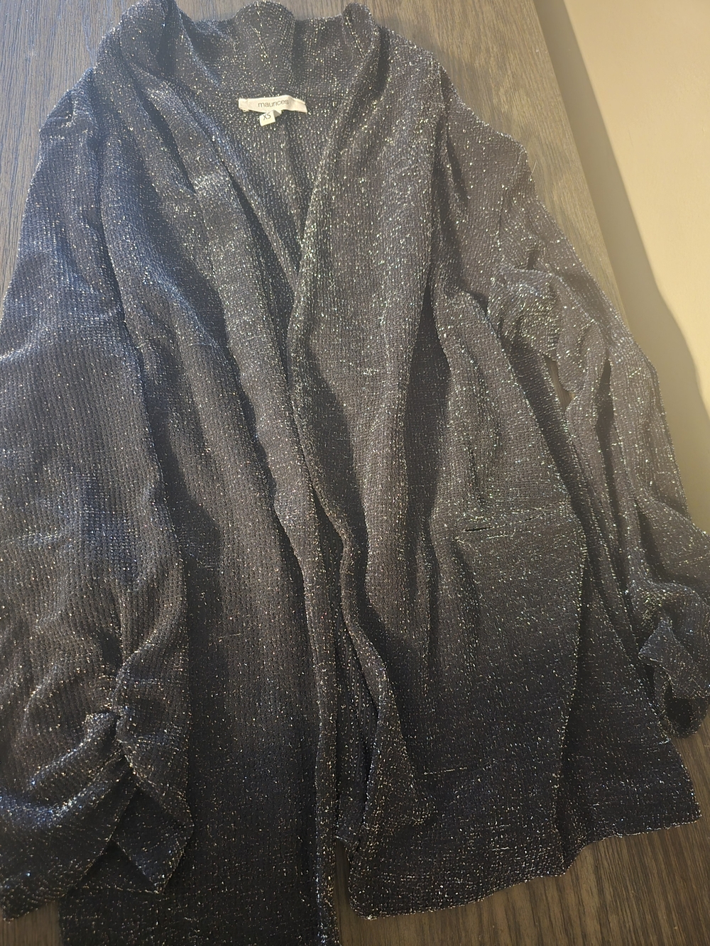 Maurices Metallic Black Open Front Cardigan